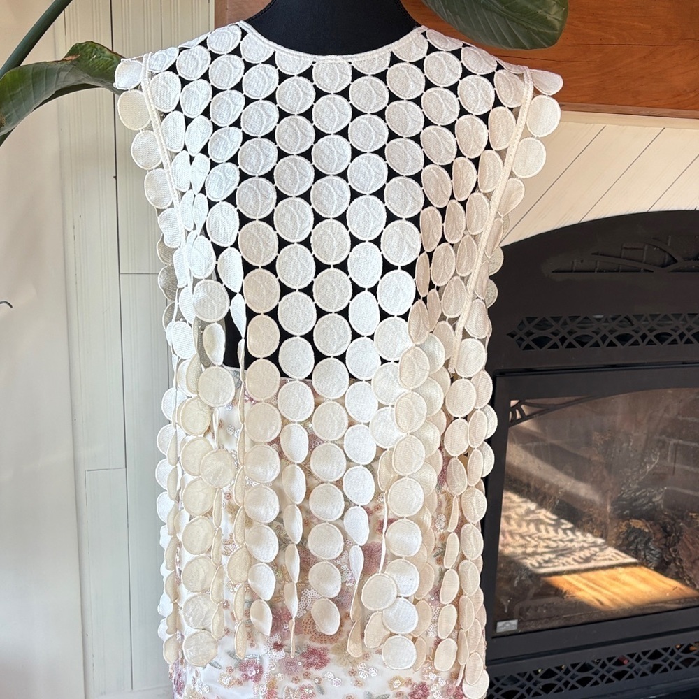 Cream Textured Circular Pattern Top